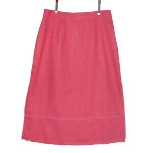 Metro Girl Skirt Womens Size XL Midi Long Coral Pink Linen Rayon lace fringe